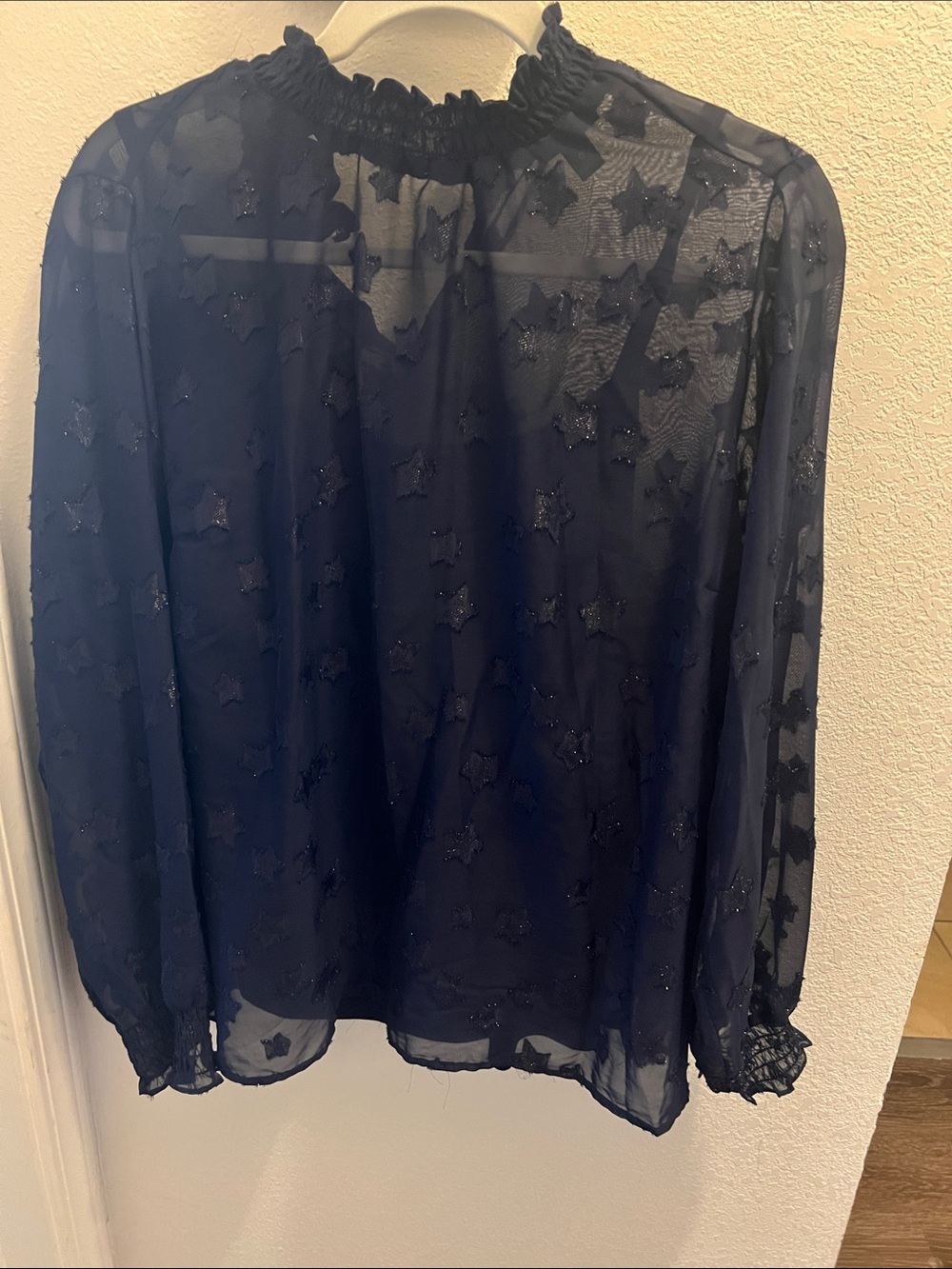 torrid Navy Star Sheer Long Sleeve Blouse